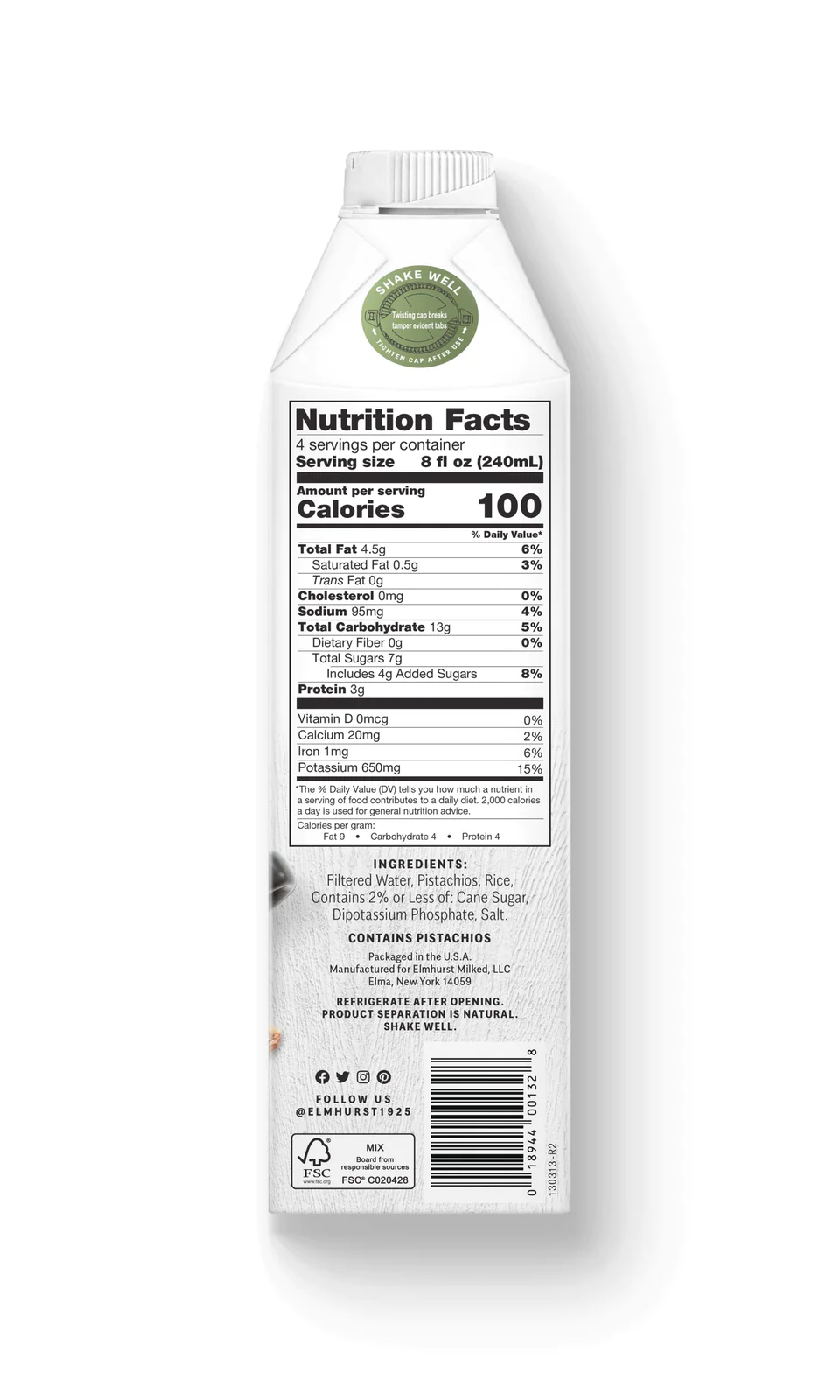 Elmhurst® Pistachio Barista Milk-The Roasted Nut Inc.