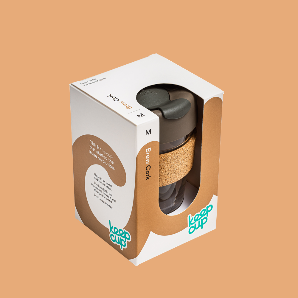 Keepcup Glass & Cork Reusable Coffee Cup- Latte-Reusable Coffee Cups-The Roasted Nut Inc.
