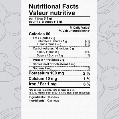 Cashew Butter 250G-Single Ingredients-The Roasted Nut Inc.