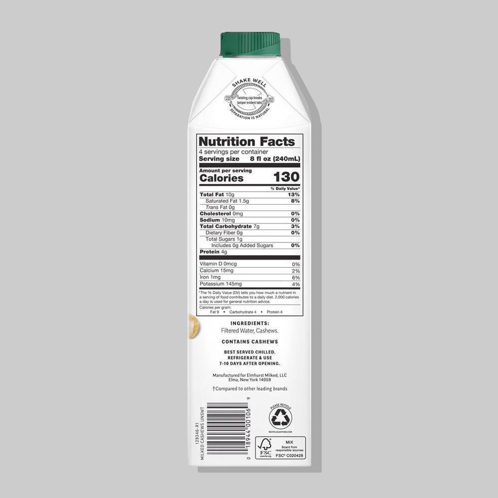 ELMHURST® CASHEW MILK UNSWEETENED-Unsweetened Nut Milk-The Roasted Nut Inc.