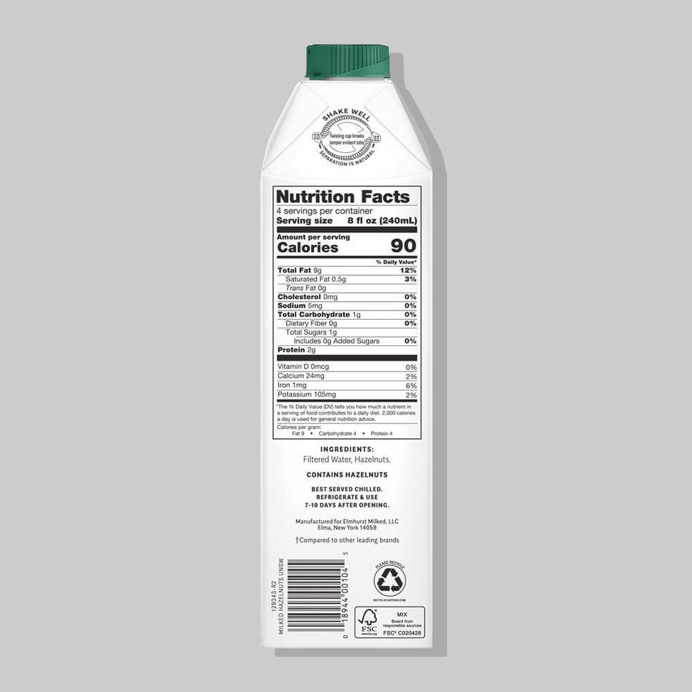 Elmhurst® Hazelnut Milk Unsweetened-Unsweetened Nut Milk-The Roasted Nut Inc.